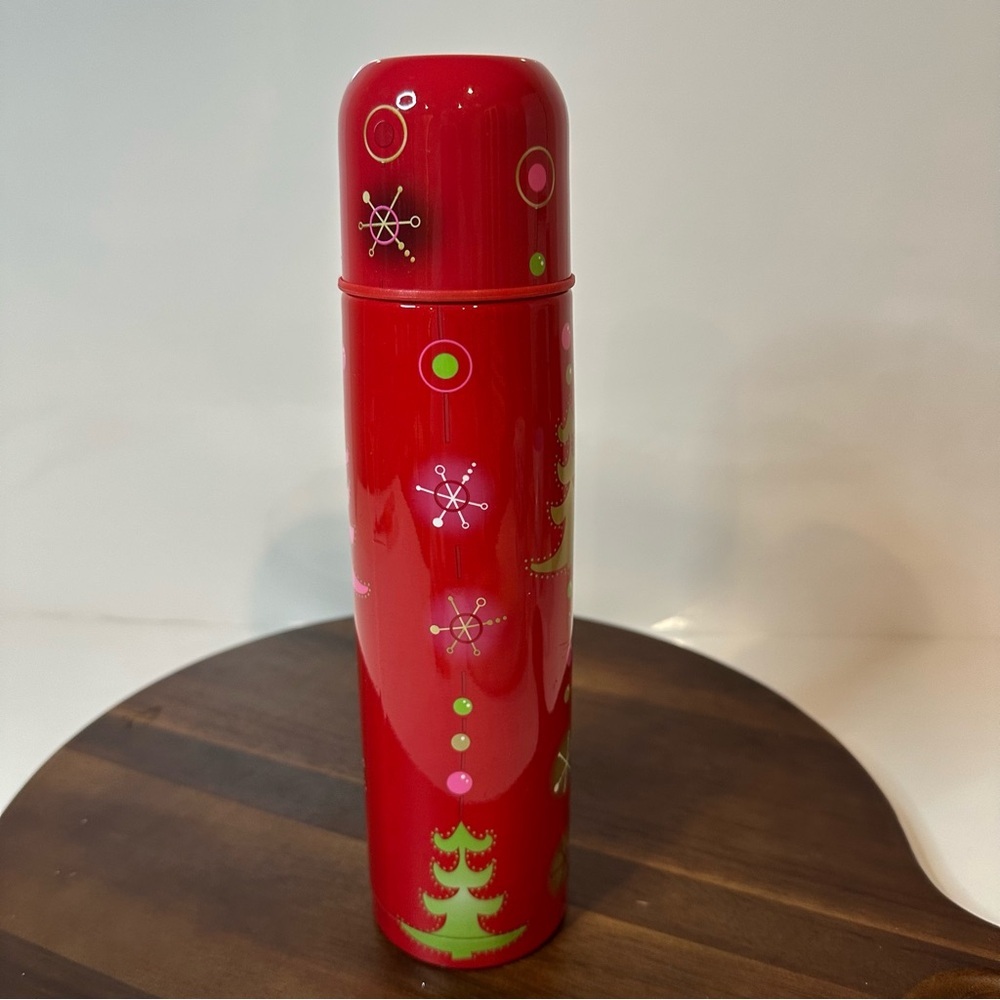 Vintage Starbucks Red Atomic Christmas Tree Thermos Retro Holiday Stainless - Picture 4 of 9